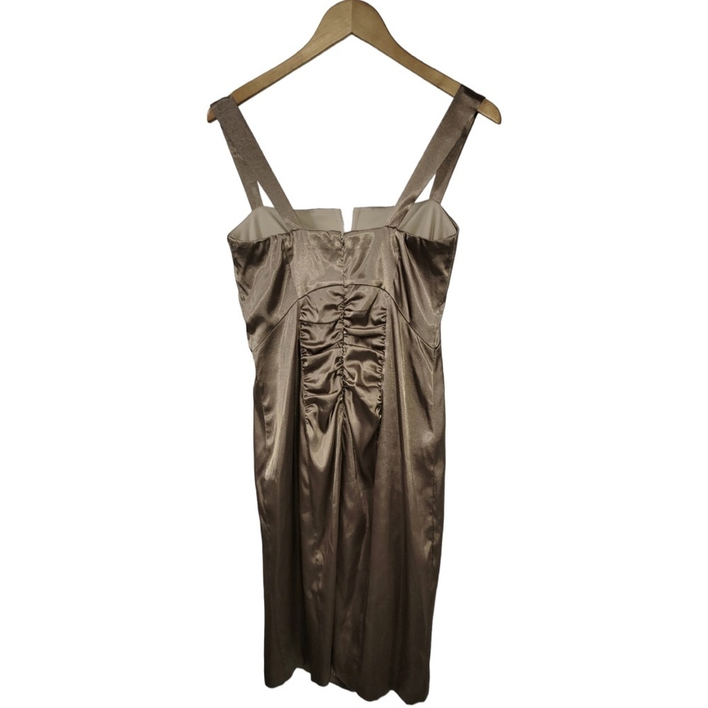 (W) Satin Ruched Gold Dress From LeChateau - Picture 2 of 7